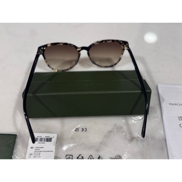 Longchamp Tortoise Round Sunglasses Brown Gradient Lens w Case NEW main image 5
